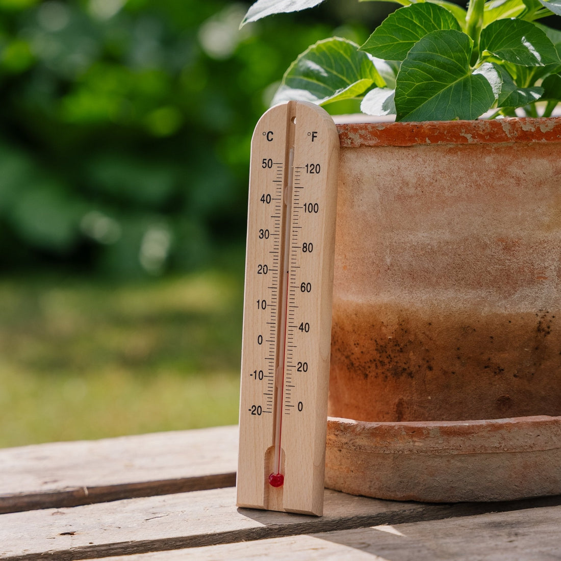 Houten thermometer in hout