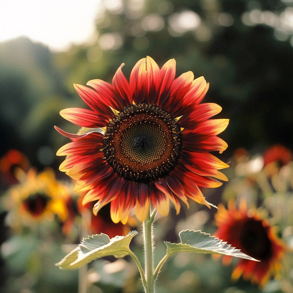 Rode zonnebloem medium - 20 biologische zaden