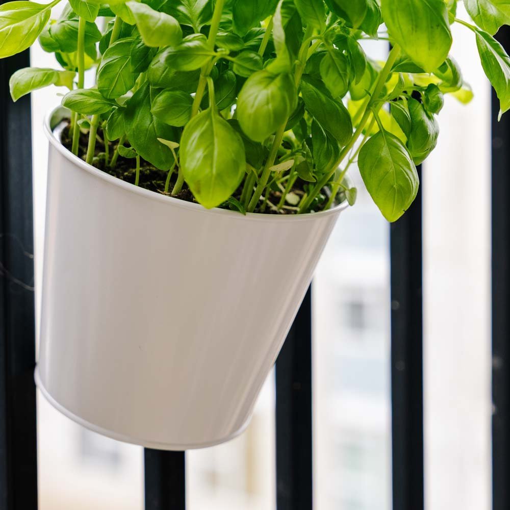 Ronde balkonpot, L: 24,5 cm B: 16,2 cm H: 25,2 cm