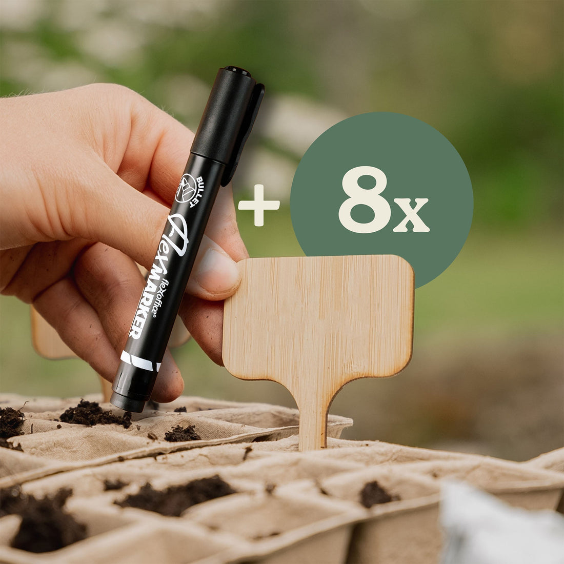 8 bamboe plantenstekers inclusief stift