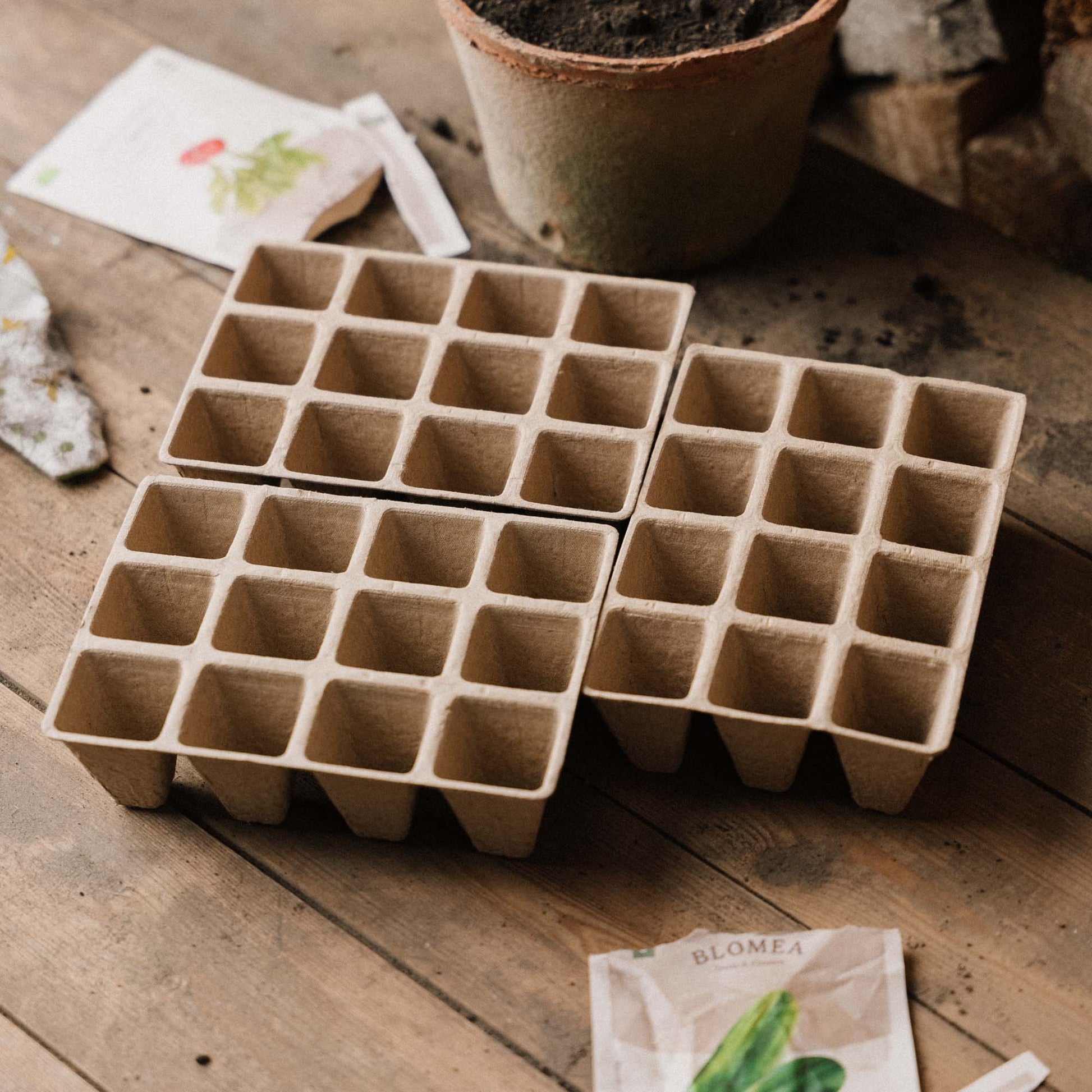 Biologisch afbreekbare zaaibakjes, klein, 3 stuks