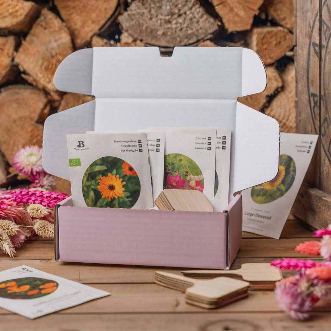 Bloemenpakket voor Moederdag - 10 zakjes met biologische zaden