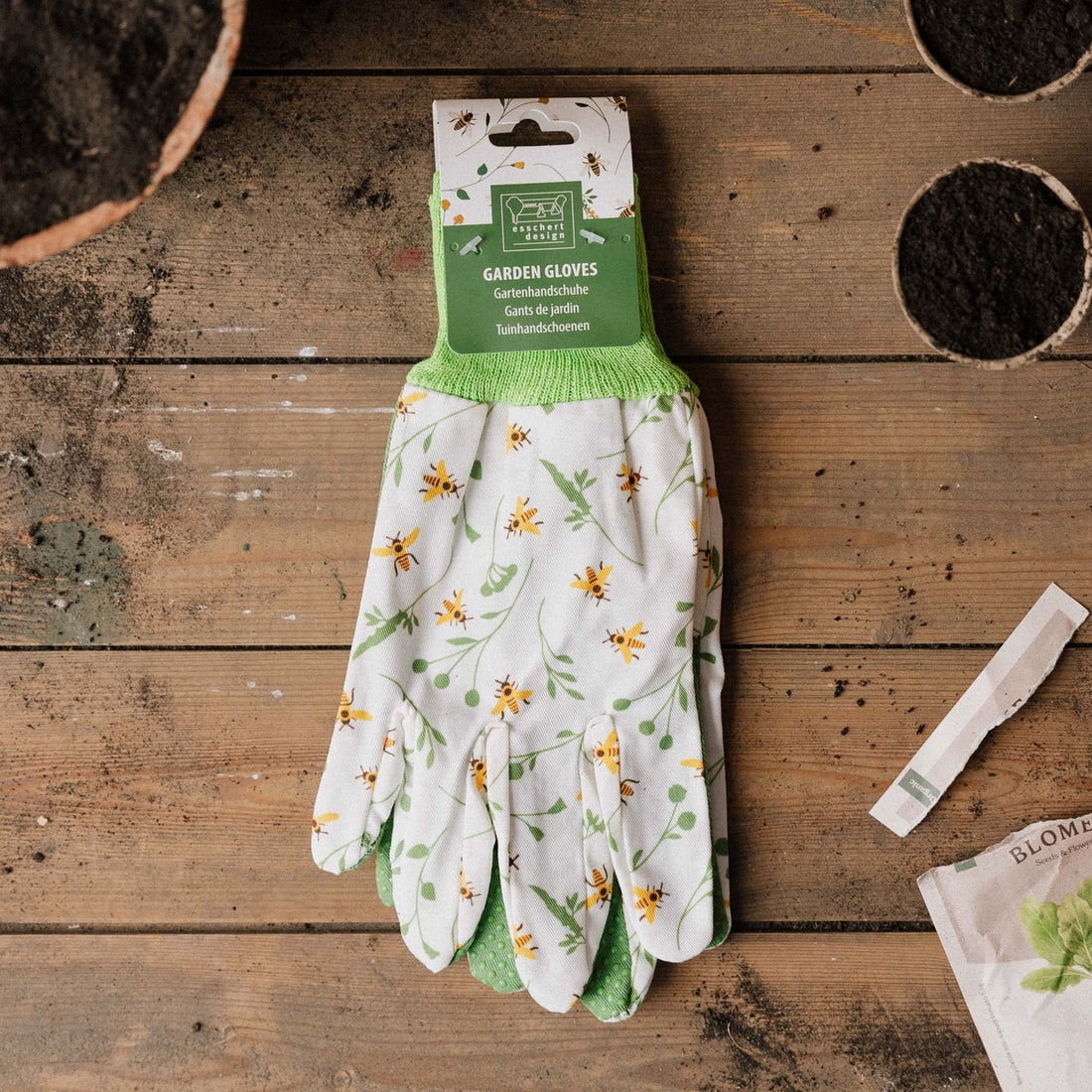 Tuinhandschoen met bijenprint