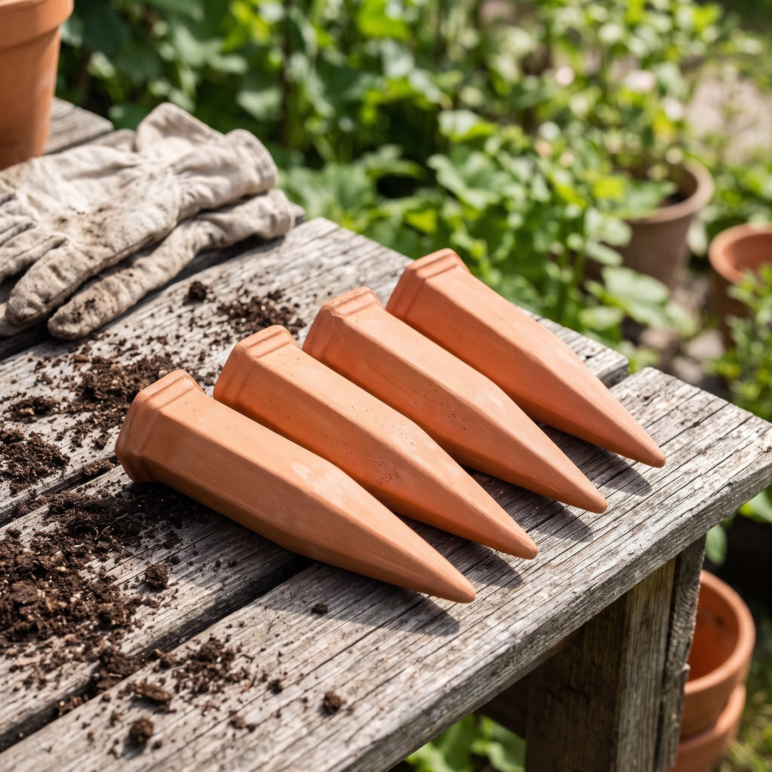 Waterspiezen van terracotta (4 stuks)